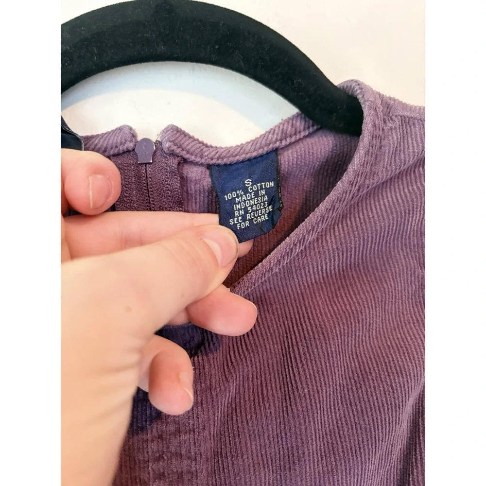 Vintage Gap Corduroy‎ Dress Girls Size Small Sleeveless Purple Knee Length Zip
